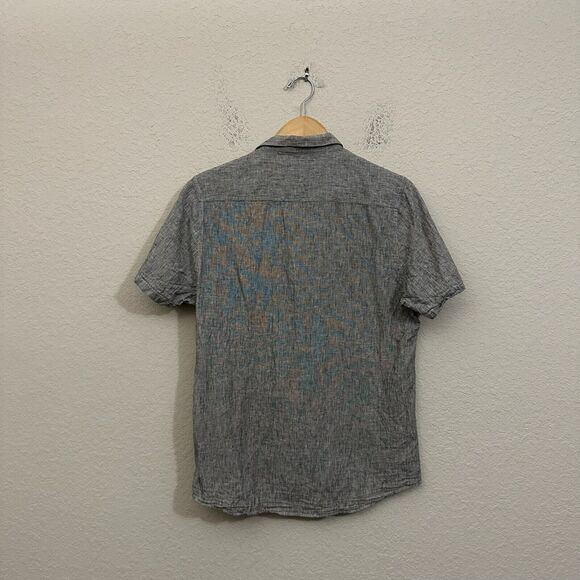 CIVIL SOCIETY Linen-Blend Shirt Gray Button Up Short Sleeve Lightweight - Picture 2 of 8